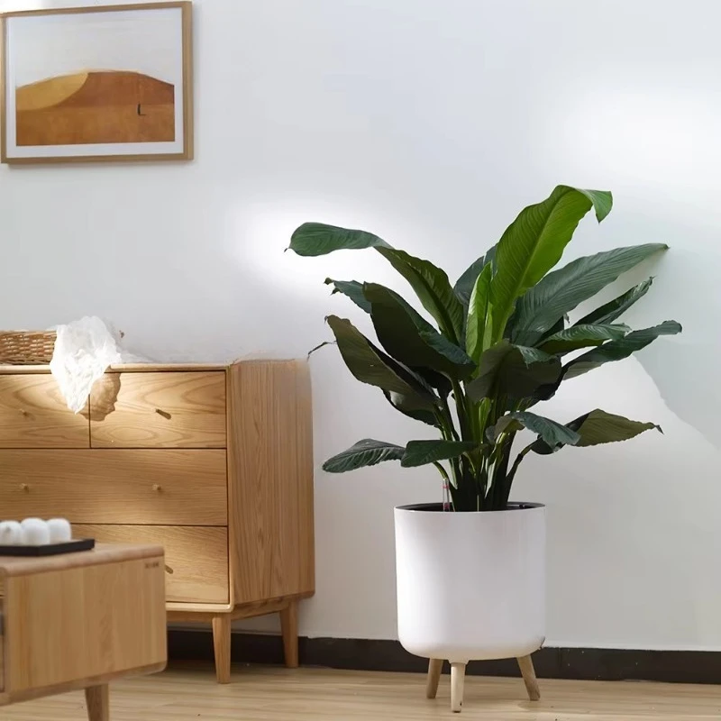 Plastic planter with bracket Self-service watering Large garden flower pot Balcony