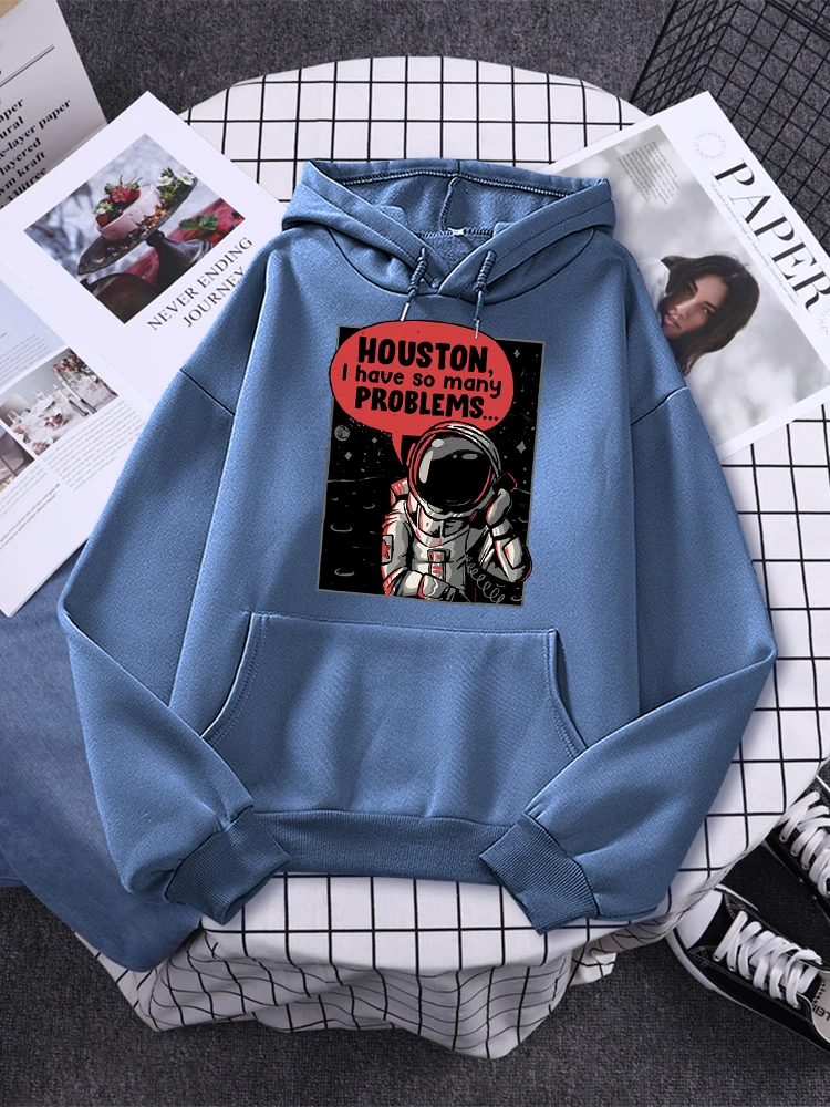 I Have So Many Problems Astronaut Calling Women Hoodie Crewneck Pullover Clothing Autumn Fleece Loose Sweatshirt Fashion New Top