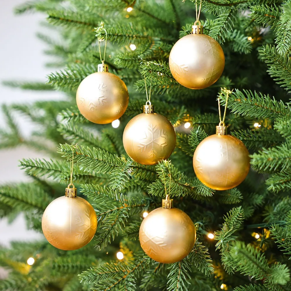 

6Pcs 6cm Mirrored Christmas Balls Red/Blue Hanging Snowflake Christmas Ball Decorative Reusable Christmas Hanging Balls