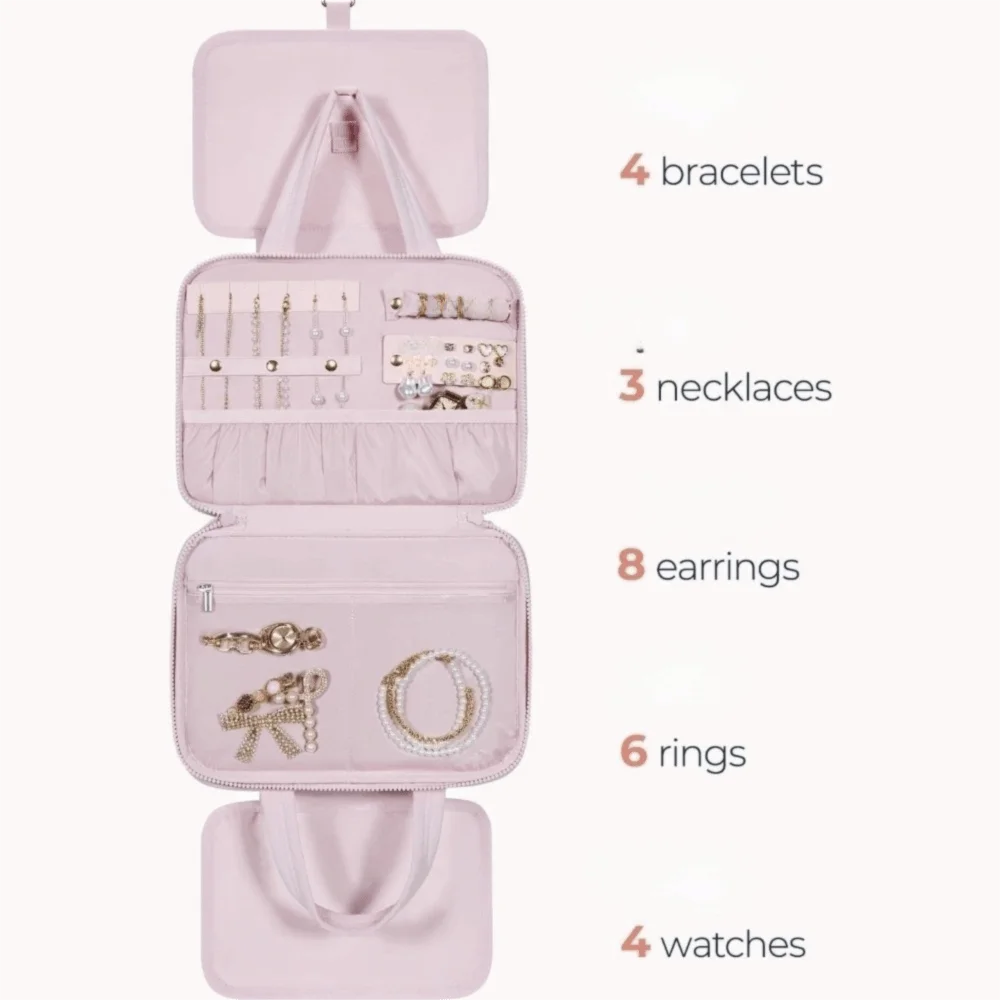 

Cloth Cosmetic Handbag Multipocket Handle Portable Makeup Pouch Large Capacity Zipper Closure Women Cosmetic Bag