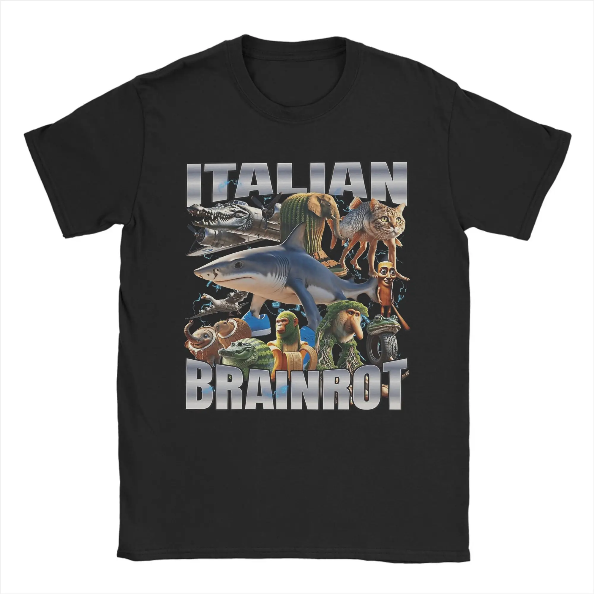 

Итальянские футболки Brainrot Meme Tralalero Tralala, мужские хлопковые хипстерские футболки с круглым воротником Brr Brr Patapim, одежда с короткими рукавами