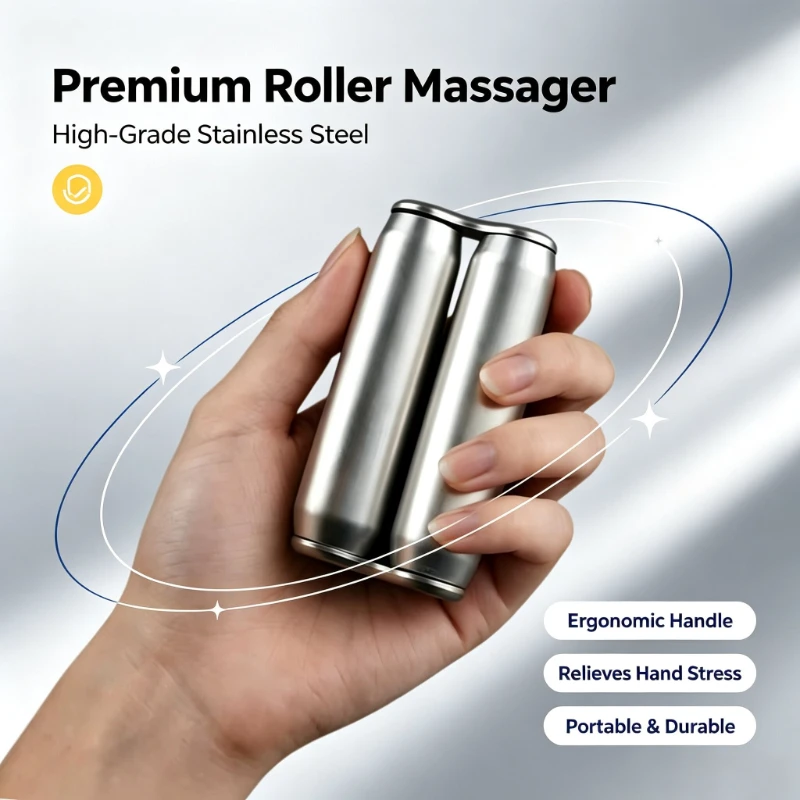 Premium Aluminum Alloy Stress Relief Roller | Portable Hand Massager | Finger Relaxation Fidget Toy