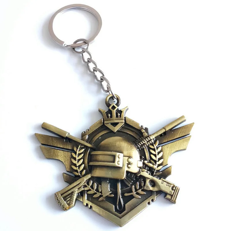 Online Game PUBG Badge Keychain Pendant Cosplay Cyber-Game Playerunknown\'s Battlegrounds Medal Alloy Key Ring for Game Lovers