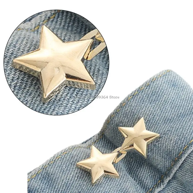 

Star Tighten Waist Button Pin No Sew Waist Buttons Jean Button Pins Adjustable Waist Buckle Button Pant Pin