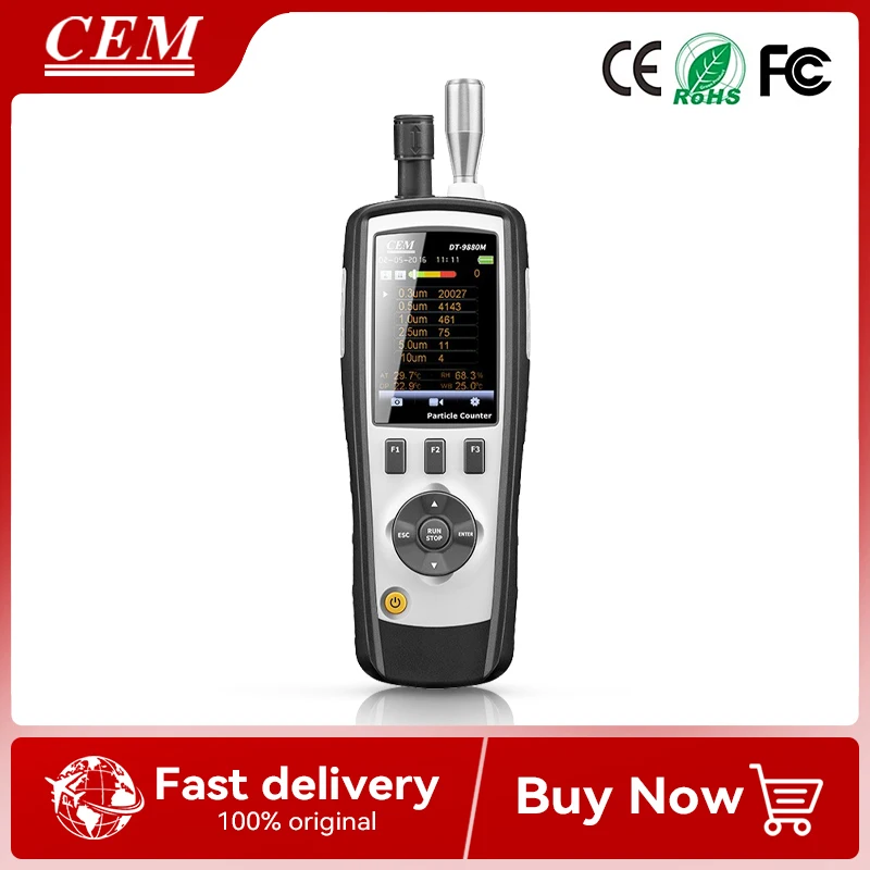 عدادات جزيئات قياس شدة الريح بالليزر المتقدمة CEM DT-9880M DT-9881M DT-9883M نطاق التشغيل من 0 إلى 50 ℃   أوضاع العد المتعددة