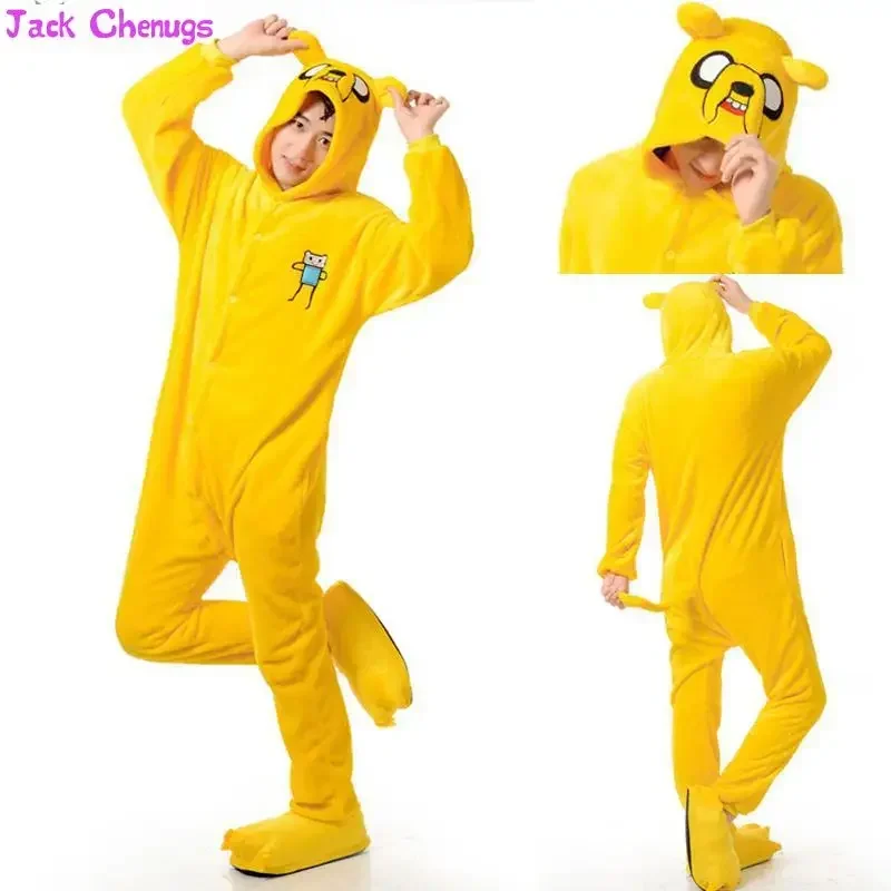 Kigurumi الكبار جيك نيسيس مغامرة زي الأصفر الكلب منامة الحيوان هالوين حزب حللا Kigurumi منامة