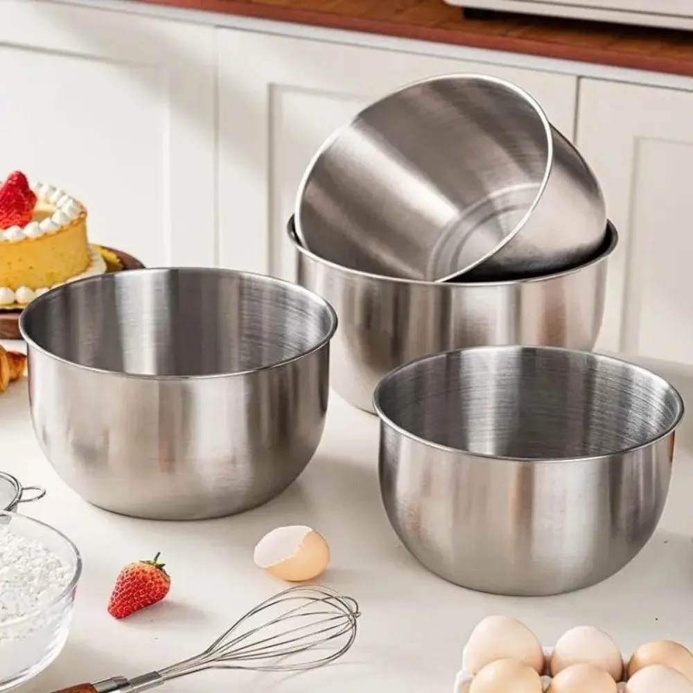 Stainless Steel Mixing Bowl Splash Proof Deep Design Salad Egg Beating Basin Household Bread Cake Fruit Container