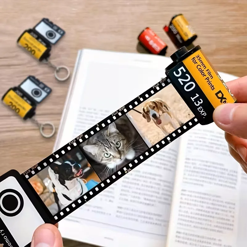 Porte-clés personnalisé avec film photo souvenir, accessoire porte-clés photo personnalisé, un cadeau unique pour la fête des pères