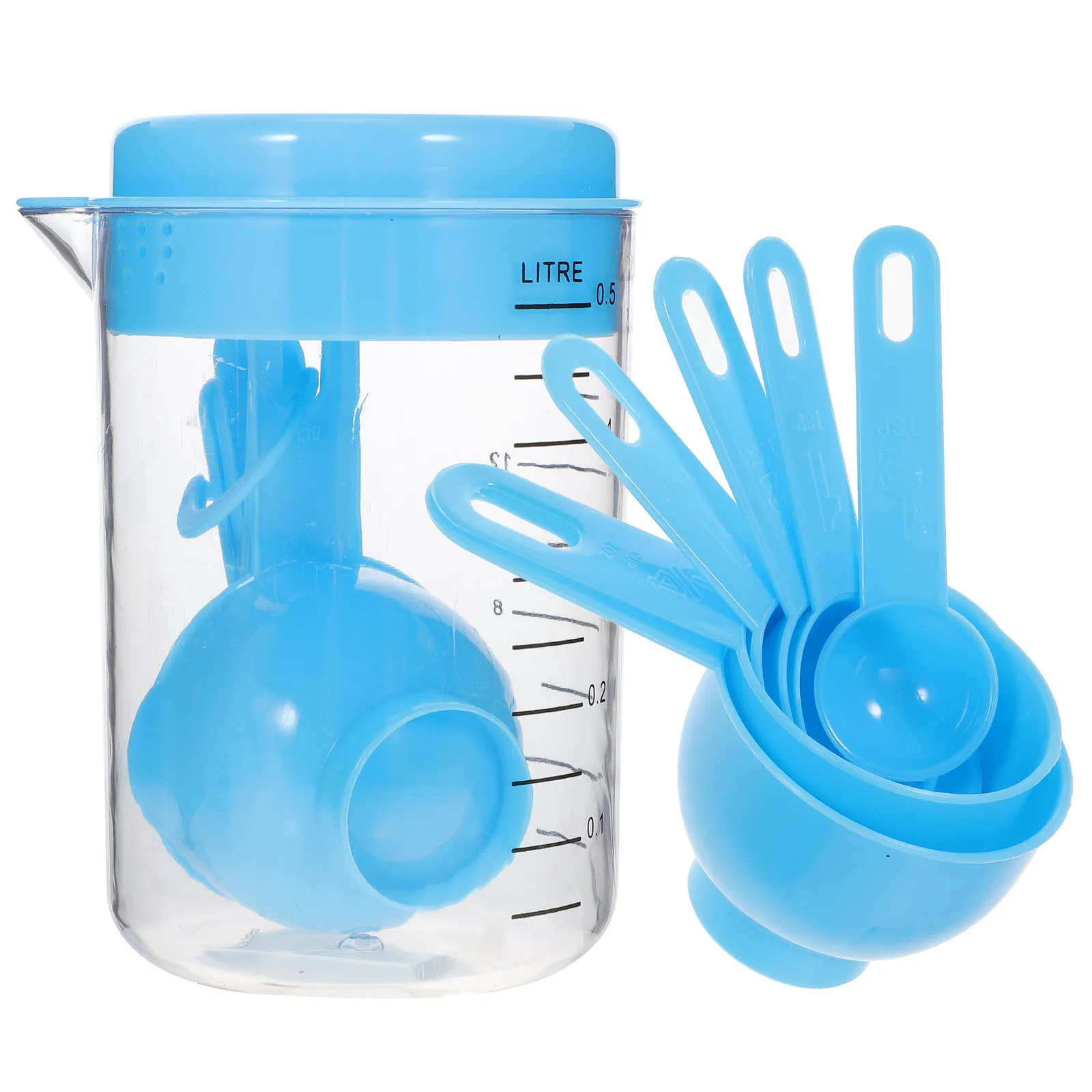 

7Pcs 500ml Blue Plastic Measuring Cups Spoon Set Thick Material Corrosion Resistant Baking Tools Graduated Quantitative