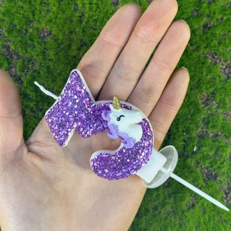 Unicorn Candle 0-9 Creative Digital Birthday Candle Cake Party Decoration One Year DIY Cake Decoration Anniversary Celebration