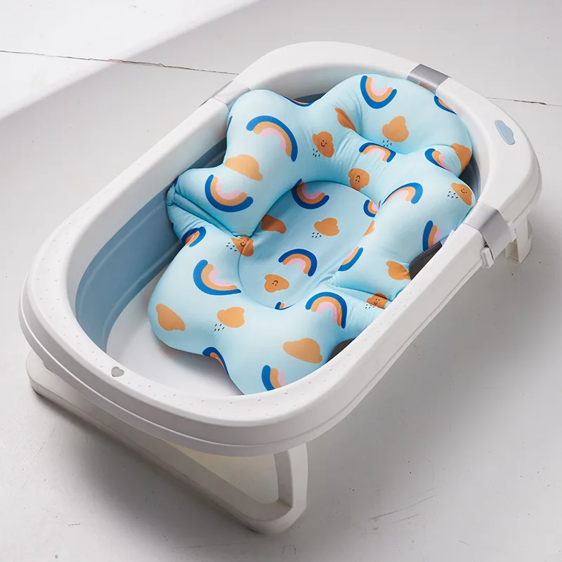 Newborn Bathtub Pad Ajustable Baby Bath Support Seat Mat Shower Cushion Foldable Baby Bath Seat Floating Security Water Pad