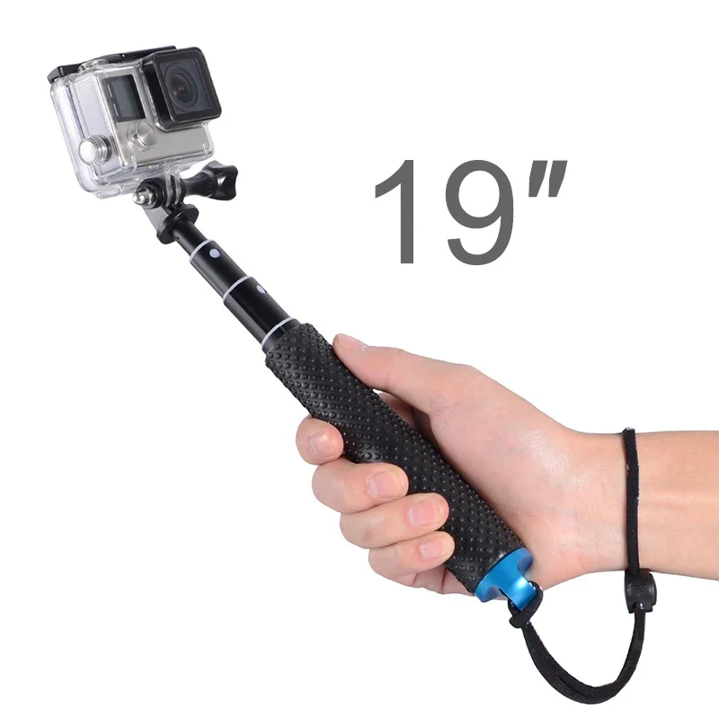 19 inch Monopod Portable Extend Pole Selfie Stick for GoPro Hero 11 10 9 8 7 6 5 Sjcam Xiaomi Eken DJI  Action Cam Accessory