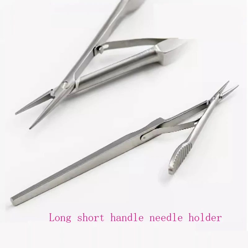 

Long And Short Stem Needle Holding Forceps Stainless Steel Microsurgical Clamps Ophthalmic Aesthetic Double Eyelid Surgical 13cm