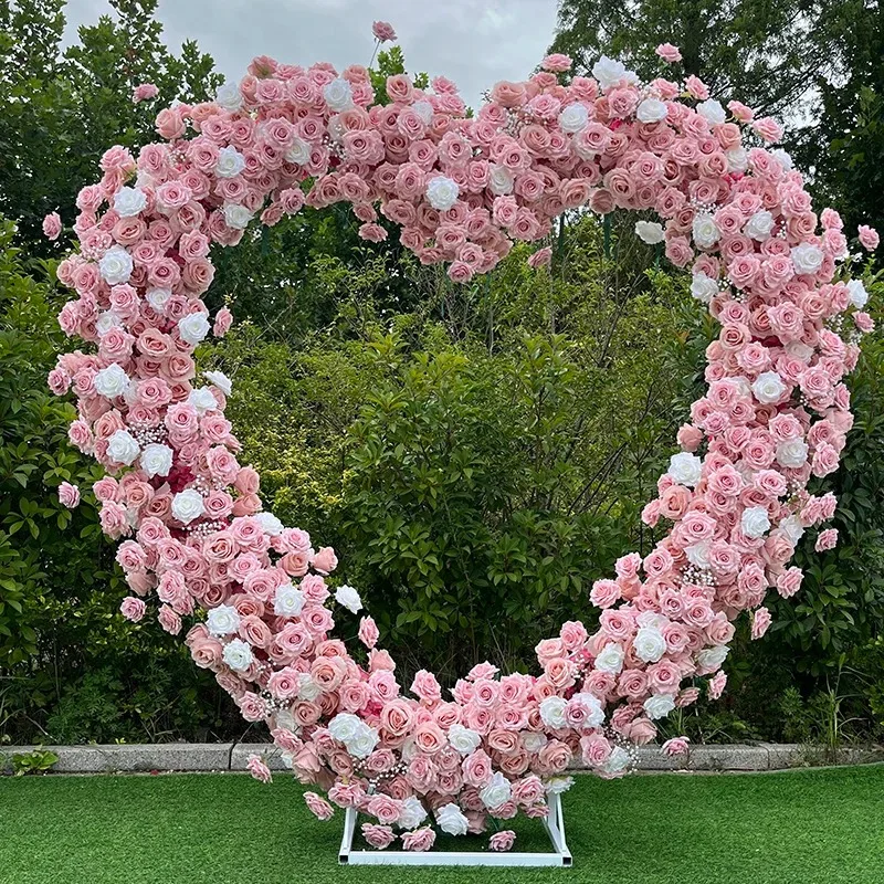 Rose Heart Shape Pink Background Wedding Decor or Proposal Love Shape Pink Rose Arch
