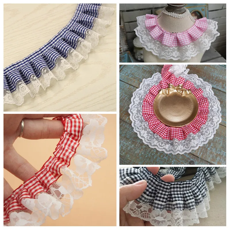 

5 Lolita Lattice Embroidery Ribbon Fold Lace DIY Handicraft Ornaments Skirt Toy Doll Dress Sewing Automobile Interior Decoration