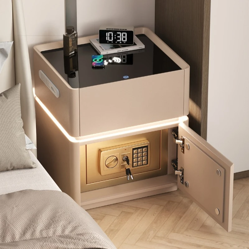 

bedside table, safe, integrated simple household bedroom with lock, light luxury and high-end small storage cabinet