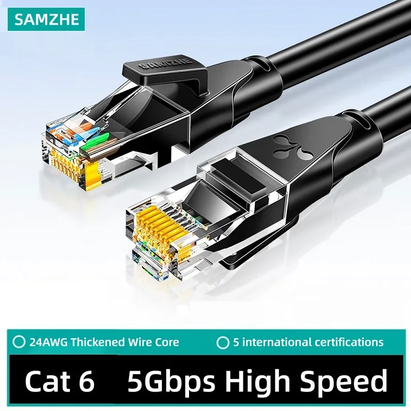 SAMZHE Ethernet Cable Cat6 Gigabit High Speed 5Gbps Internet Cable RJ45 Network LAN Cord for Laptop Router RJ45 Internet Cable