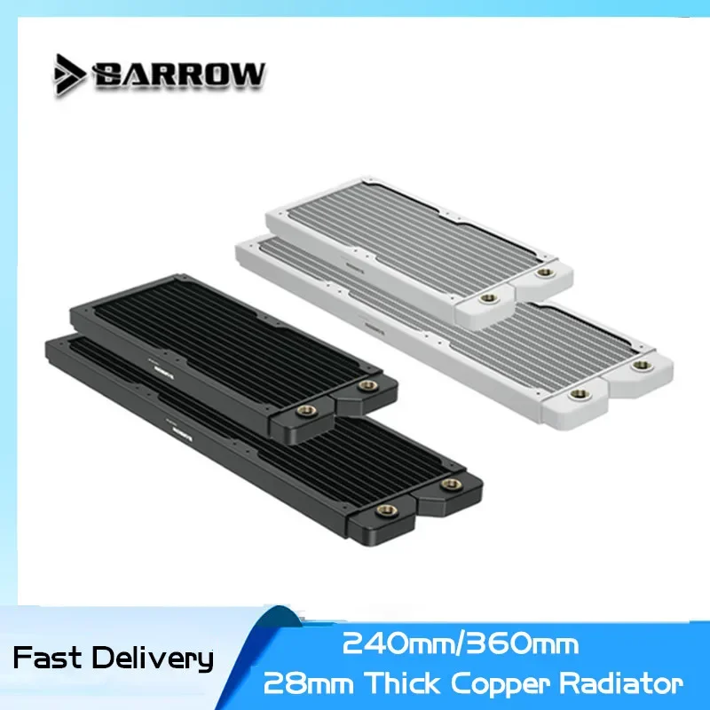 

Barrow Water Cooling Radiator 28mm Thickness Copper 240/360mm Liquid Exchanger G1/4 Use For 12cm Fans CPU GPU Cooling,Dabel-28a