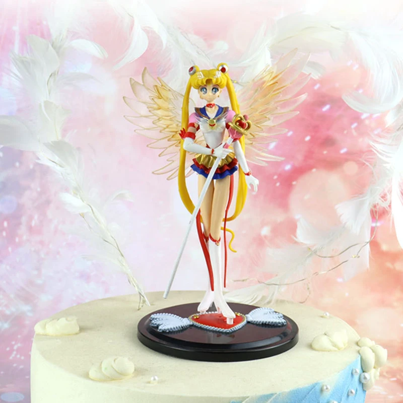 Anime Figure Tsukino Usagi Sailor Moon Cake Decoration Model Room Accessory Toys Collection Doll Kawaii Kids Christmas Gifts