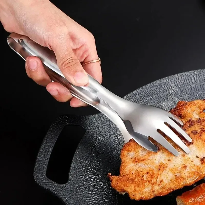 

Gold and SilverNon-Slip Stainless Steel Food Tongs Meat Salad Bread Serving Tongs for Barbecue Cooking Utensils Meat Food Clip