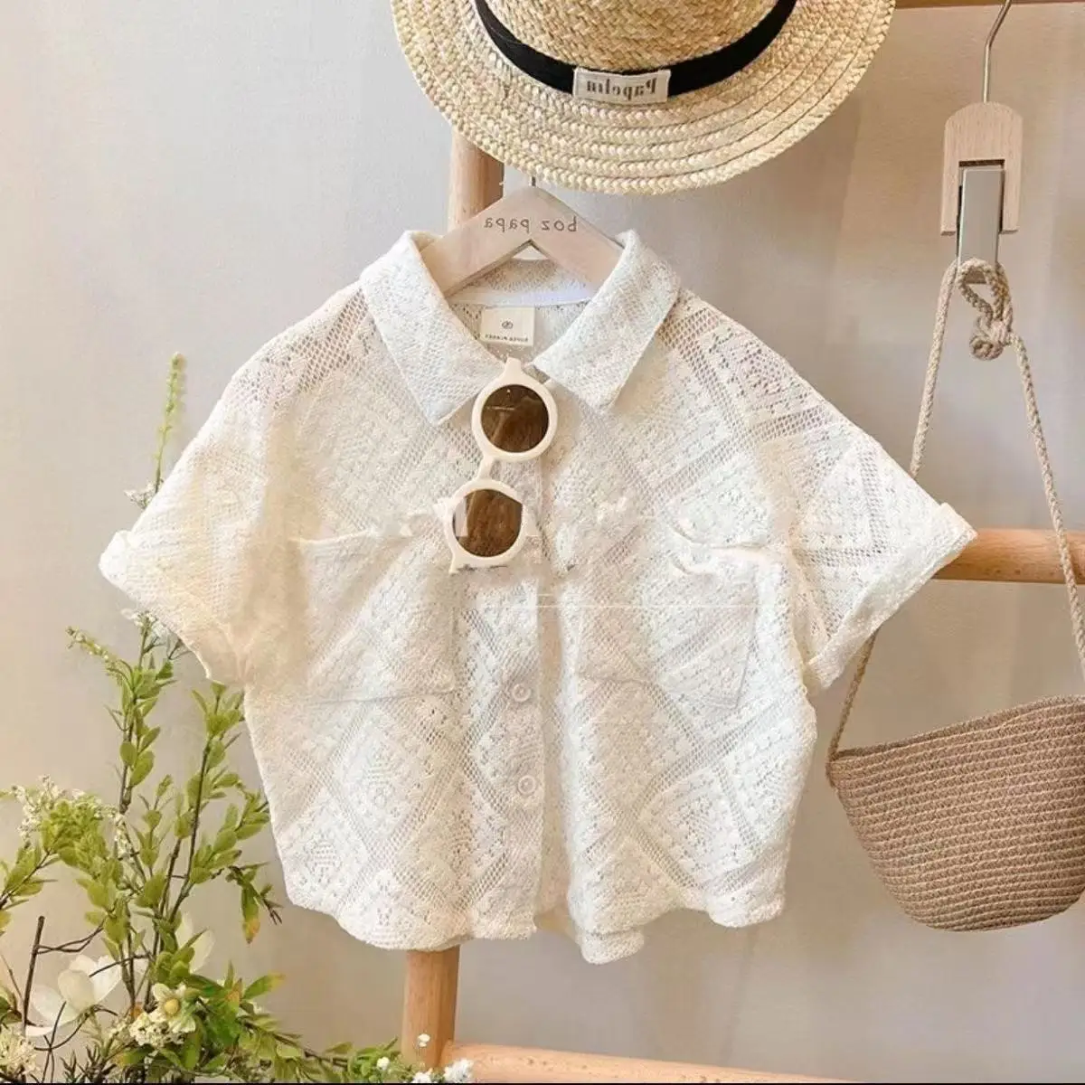 Boys Summer Set 2026 Fashion New Korean Cutout Apricot Shirt+Striped Pant Boutique Kids Baby Loose Casual 2pcs Set Birthday Gift