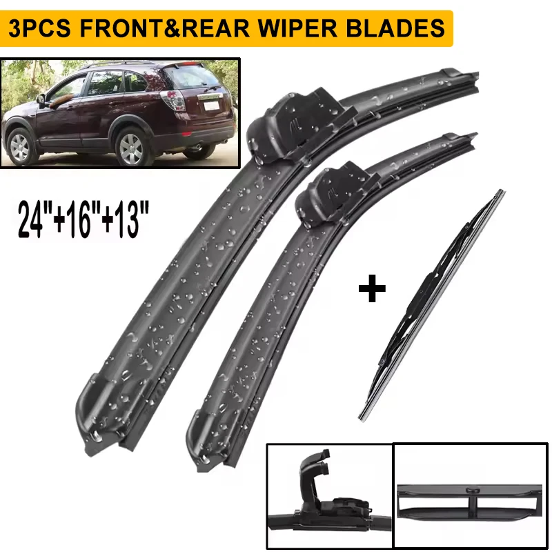 

Wiper Front & Rear Wiper Blades Set Kit For Chevrolet Captiva 2006 - 2018 Windshield Windscreen Window Brush 24"+16"+13"