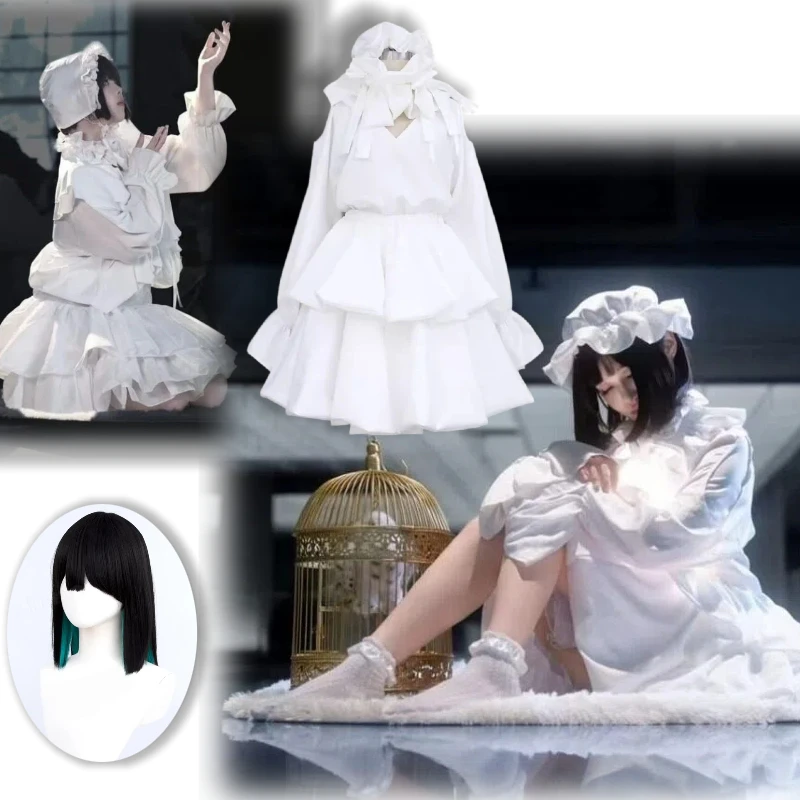 

Childhood Sua Cosplay Costume Sua White Dress Clothing with Wig Full Set Lolita Stage Clothes Role Play Outfit for Girls
