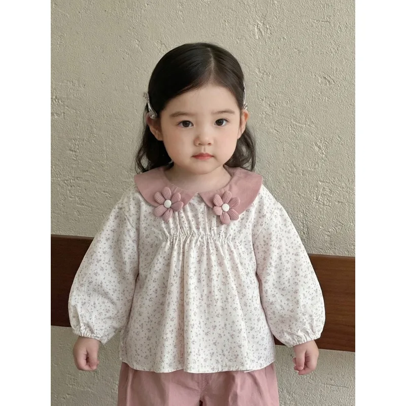 Girls' Spring Clothing 2026 New Baby Countryside Floral Clothes Baby Shirt Casual Pants Spring and Autumn