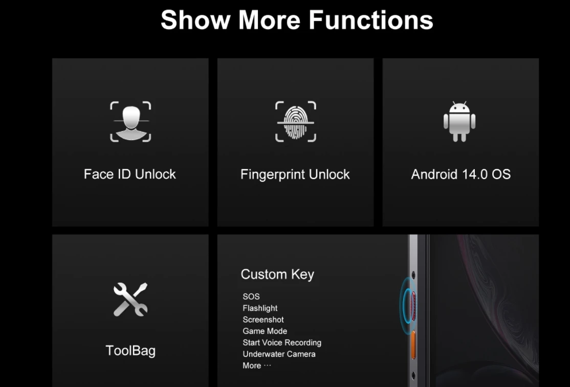 Fossibot F106 PRO 4G هاتف متين MT6769CZ CPU 6.58 "120 هرتز عرض بطارية 12000 مللي أمبير مع ضوء التخييم الثلاثي برهان الهاتف الذكي #6