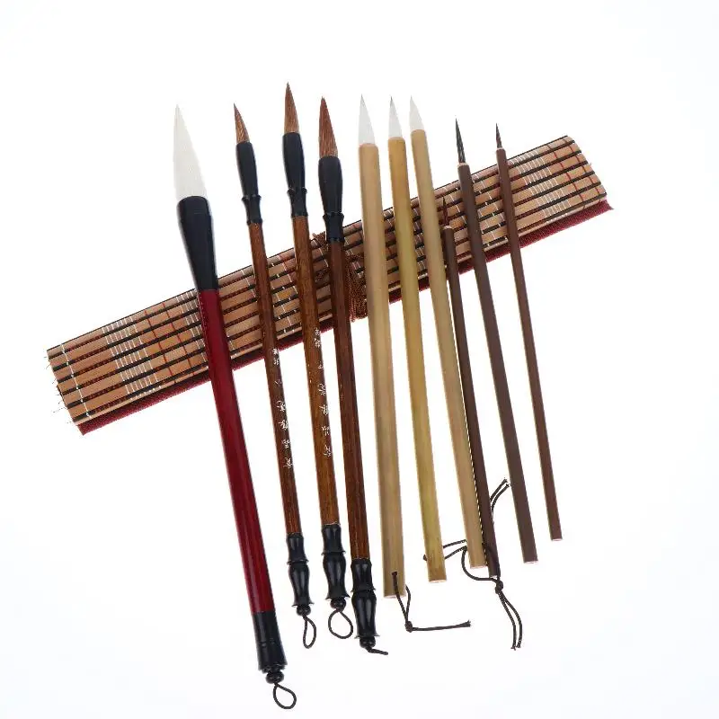 10Selected Chinese Brush Set Professional Level Calligraphy/Chinese Painting Brush Comes With A Portable Storage Bag