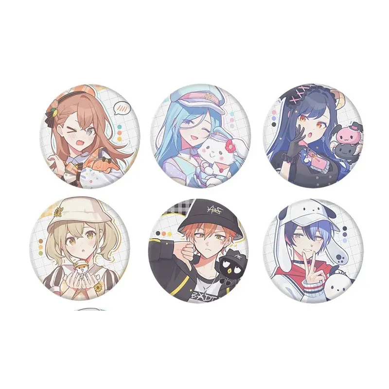 58mm Project Sekai Pjsk Enamel Pins Round Alloy Brooch Hoshino Ichika Hinomori Shiho Badge Brooch Pins for Clothing Decoration