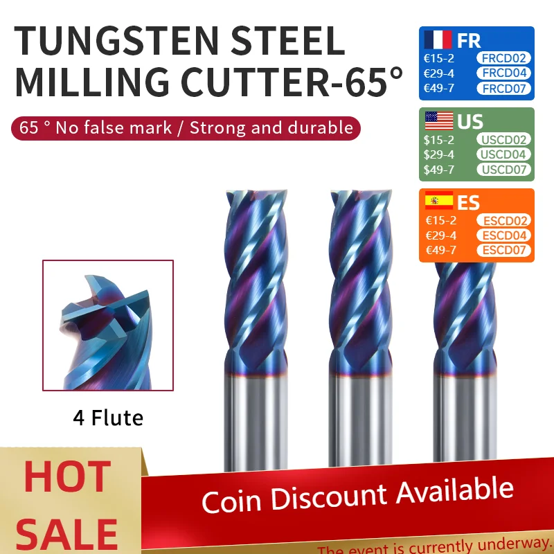 

Концевая фреза из вольфрамовой стали HRC 65, твердосплавная фреза с 4 канавками, инструмент для обработки токарной обработки с ЧПУ, диаметр 50-100 мм, лицевой фрезерный станок