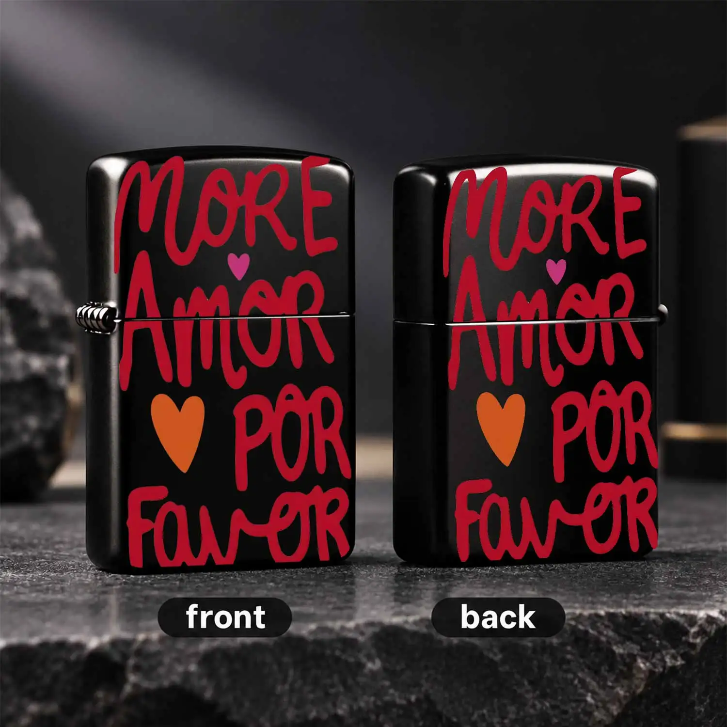 Cute Handwritten More Amor Pattern Portable Lighter, Adorable Heart Accent Daily Carry Item, Versatile Practical Accessory For Home Outdoor Camping Travel, Thoughtful Unique Gift Choice For All Occasions, Cozy Stylish Design Elevates Your D