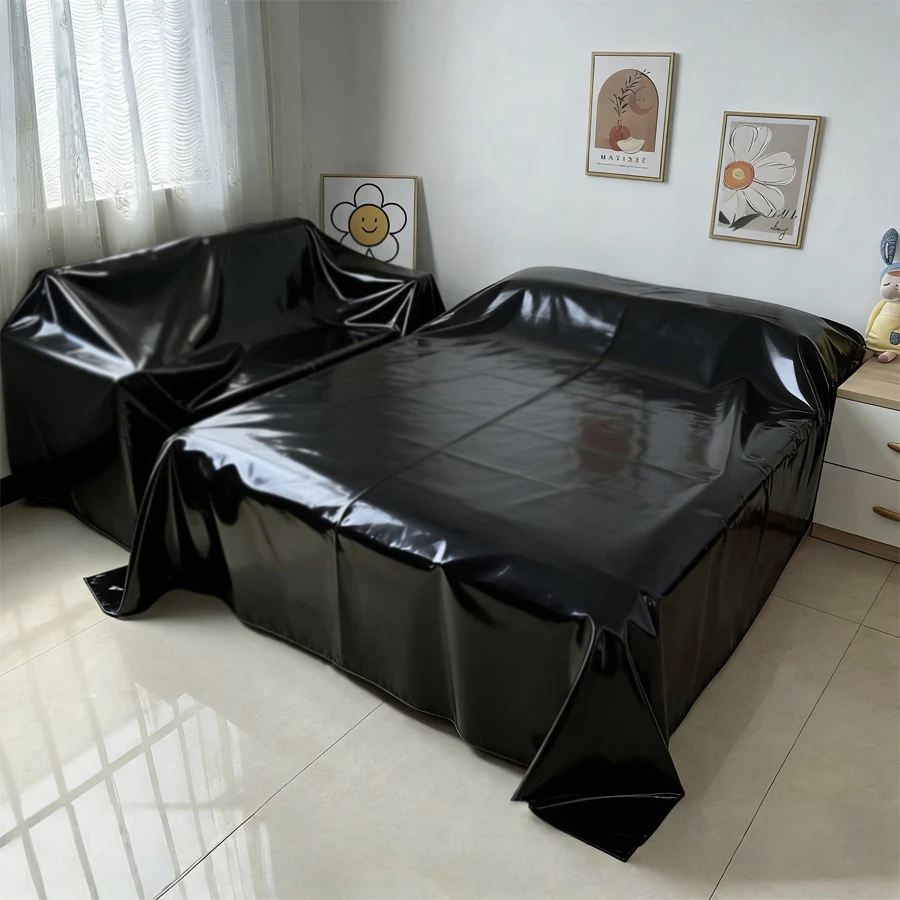 High Quality Pure Black PVC Waterproof Bed Cover Anti Fouling and Easy To Clean Household Bedding Protective Cover