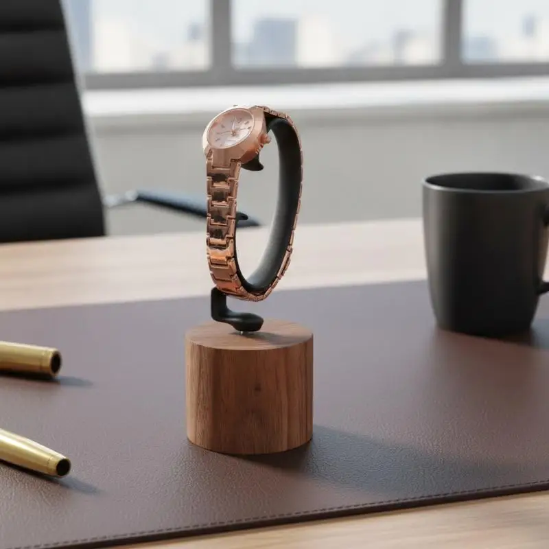 1PCS Wooden C-Shaped Watch Holder Jewelry Organizer Display Stand For Bracelet Ring Earring Watch Display Solidwood Watch Stand