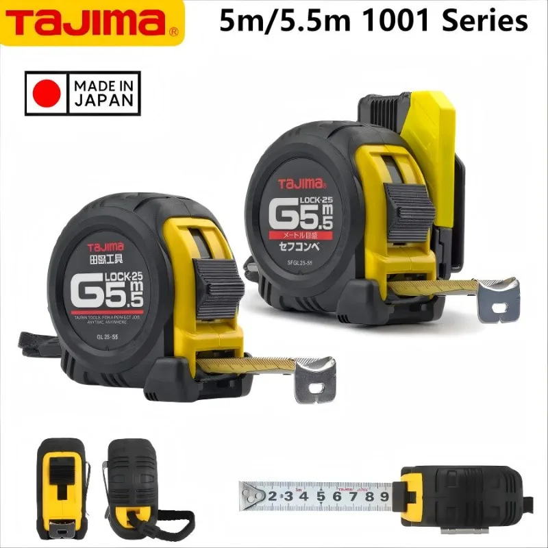 TAJIMA High Precision Double Sided Scale Wear Tape Measure,5m/5.5m Retractable Self-Locking Tool 1001-0220/1001-0221/1001-1660
