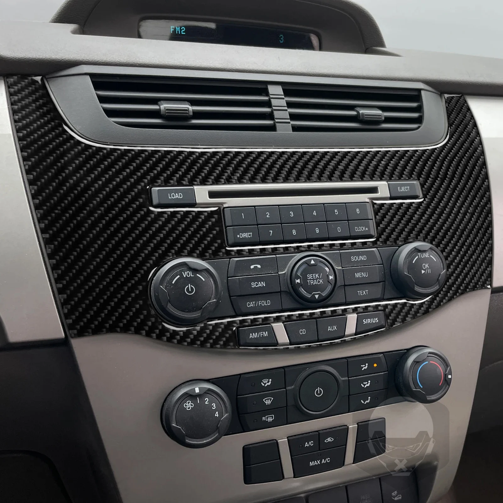 Real Carbon Fiber Car Accessories Radio Player Panel Trim Cover Soft Sticker For Ford Focus MK2 S/SE/SES/SEL 2008 2009 2010 2011