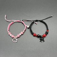 2PCS/set Gothic Spider Bat Cat Friendship Bracelets Best Friend Bff Magnet Heart Goth Matching Rope Chain Bracelets Y2K Jewelry