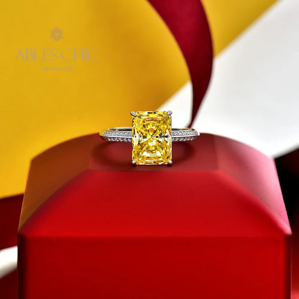 Imagem -05 - Sólido 925 Prata Solitaire Laboratório Citrino Anel de Noivado Grande Topázio Radiante 5a Zircão Pedra Preciosa Anel de Casamento Nupcial S2r1s2r0988