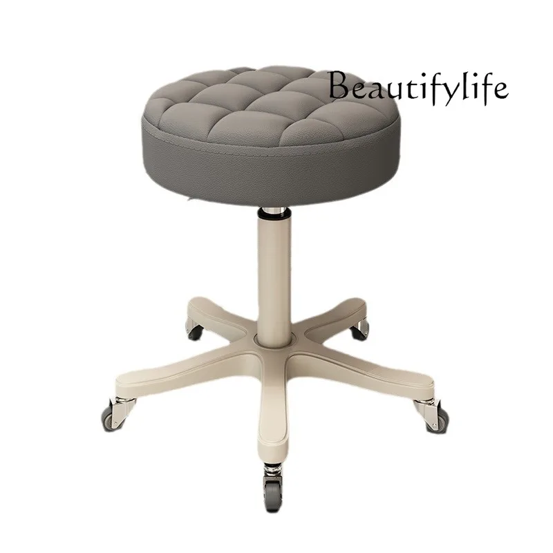 Beauty Salon Makeup Rotating Lifting Backrest Big Job Pulley Hair Salon Nail Barber Shop Round Chair