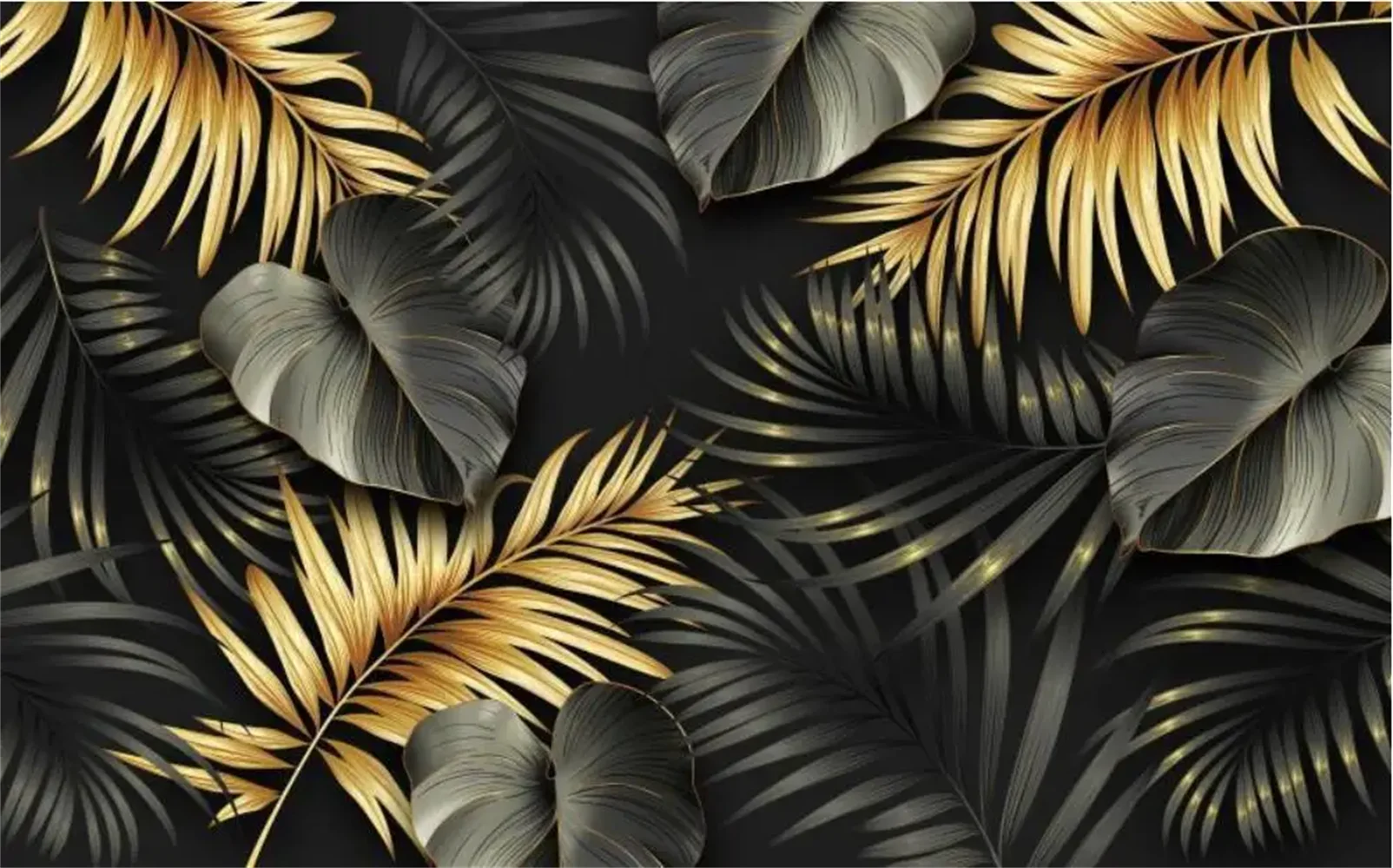 

Tropical Plant Green Leaf 3D Wall Paper Custom Photo Oil Painting Cafe Restaurant Hotel Background Decor 3D Stickers