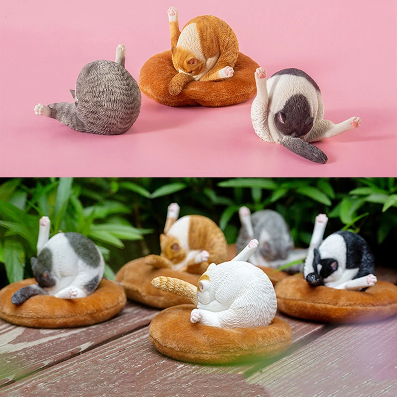 JXK 1:6 Scale JXK091 Chicken Leg Cat Simulation Model Cute Pet Cat Creative Scene Decoration Car Ornaments Souvenir Gift