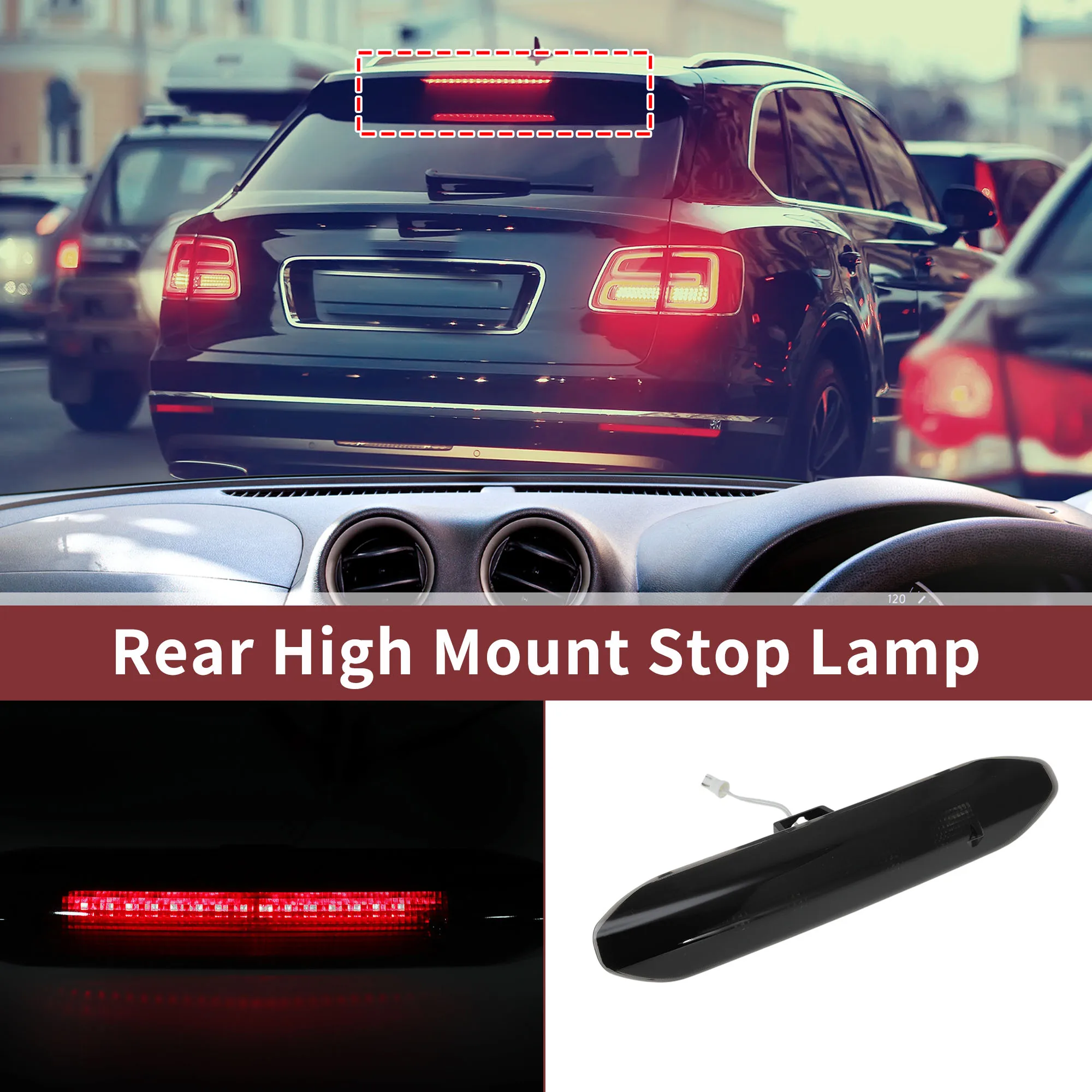 UXCELL LED Third Brake Light No.LR036355 Black 3rd High Mounted Stop Lamp Rear Center High Level Brake Light