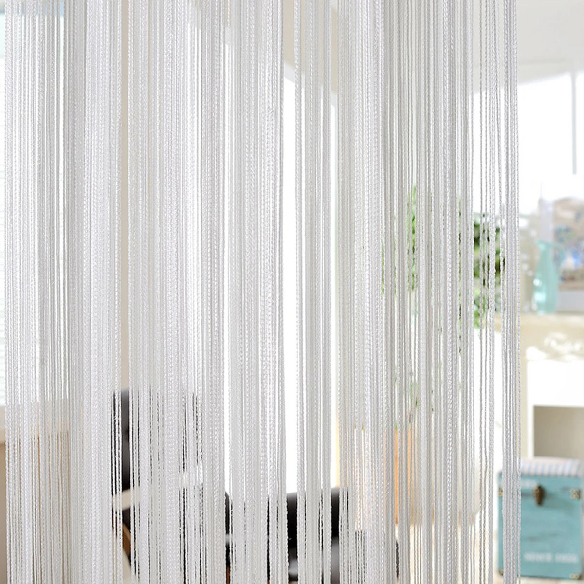 100x200cm String Curtains Plain Tassel Window Panel Retro Room Door Divider String Anti-mosquito Fly Insect Screen Home Decor