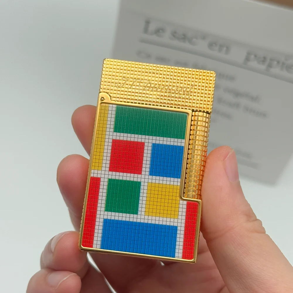 Aesthetic Gas Lighters Colorful Mosaic Pattern Lacquer Ligne 2 Soft Flame Pure Copper Cigarette Gadgets for Men Collections