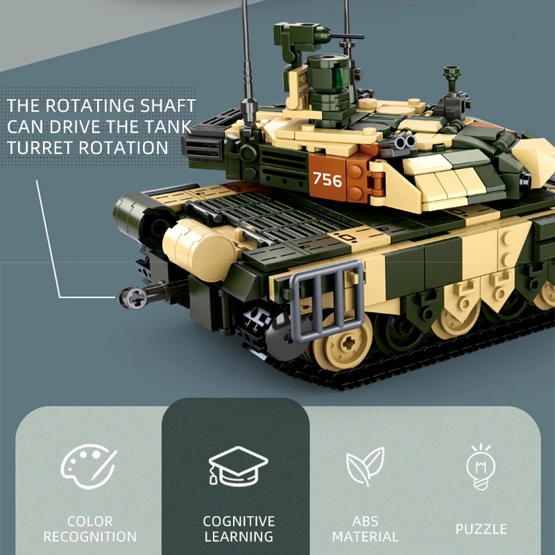 M38-B0756 سلوبان T90MS دبابة قتال رئيسية طائرات عسكرية ساحة المعركة اللبنات لعبة الأطفال بنين الكبار تجميع لعبة الهدايا #4