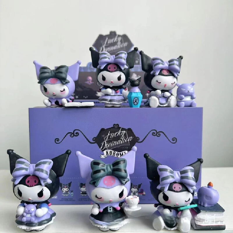 ﻿ 6 pçs minisoanime sanrio boneca kuromi melodia bolo artesanal minha melodia caixa cega série de adivinhação coleção infantil brinquedos