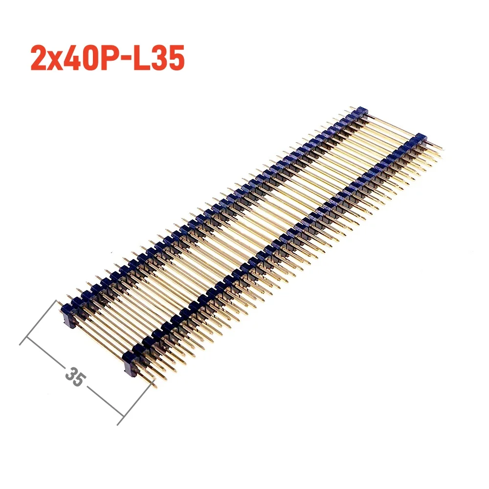 5 20 50Pcs 15 17 19 21 23 25 30 35 40 45MM Height 1x40 PIN 2x40P 2.54 Pitch PCB Male Header Dual Insulator Straight Through Hole