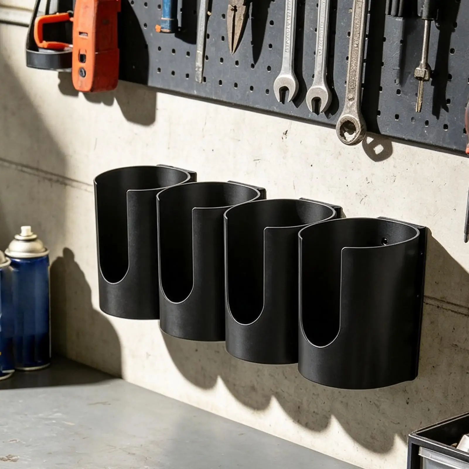 Spray Can Holder Wall Mount 4 Slots Wall-Mounted Aerosol Bottle Storage Rack Fits Diameters Up To 60mm Spray Can Rack For Garage