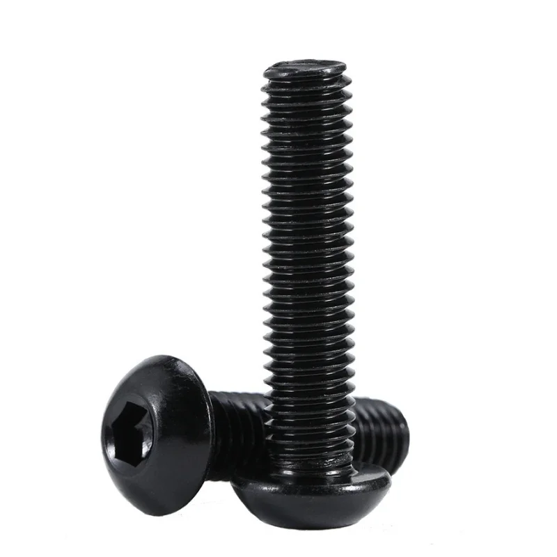 5~100pcs M2 M2.5 M3 M4 M5 M6 M8 Black 304 Stainless Steel Round Pan Head Hex  Allen Screws Button Head Hexagon Bolt